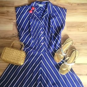 Vintage 50s Chevon Striped Day Dress